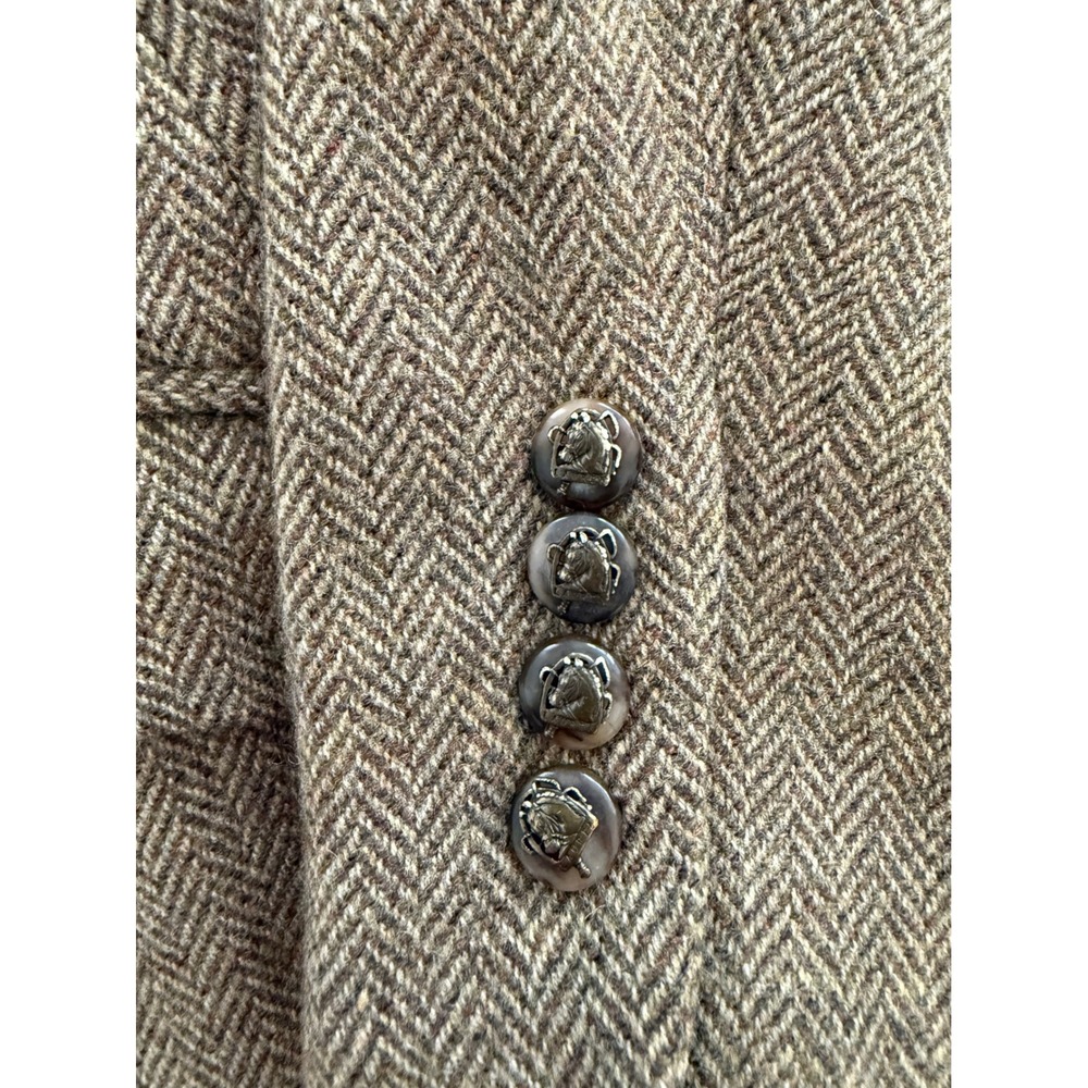 Lauren Ralph Lauren 6P Lambswool Herringbone Equestrian Blazer Heritage Brown - Picture 5 of 13